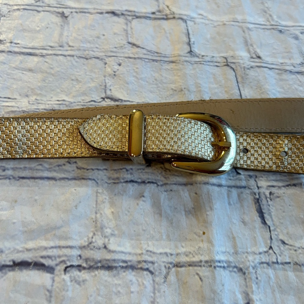 NAN LEWIS VINTAGE GOLD TONE BUCKLE AND TEXTURED WOMENS BELT - Picture 3 of 8